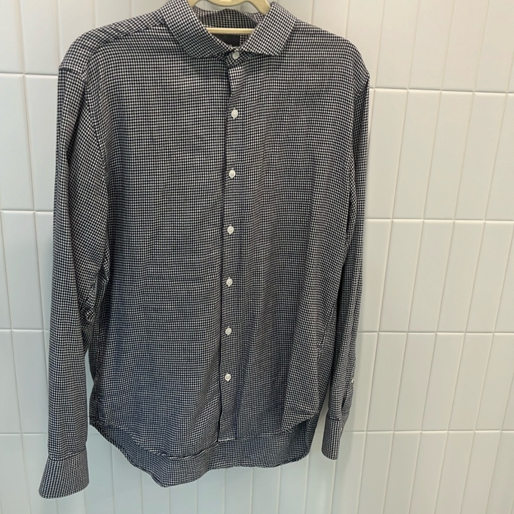 Bonobos unbutton down navy houndstooth check shirt Slim Fit M